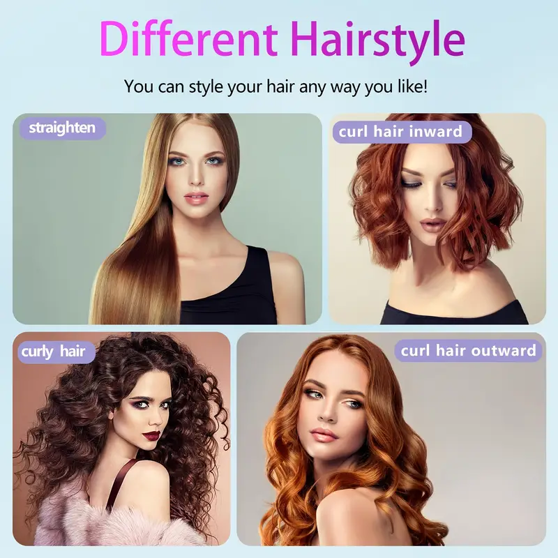 Cordless Hair Straightener Brush, Rapid heating, Hot Comb Hair Straightener for Women, Lightweight, Type-C Charging Port, Anti-Scald, Lightweight, USB Rechargeable